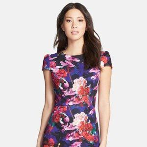 Betsey Johnson Floral Print Stretch Midi Dress